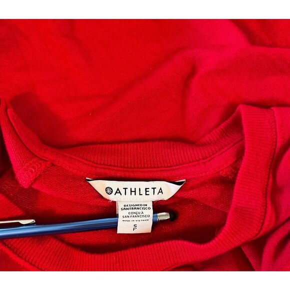 Athleta Womens Red Long Sleeve Crew Neck Athletic Pullover Top Size Small - Picture 3 of 12